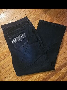 Womens Navy Jeans with Contrast Pocket Stitching